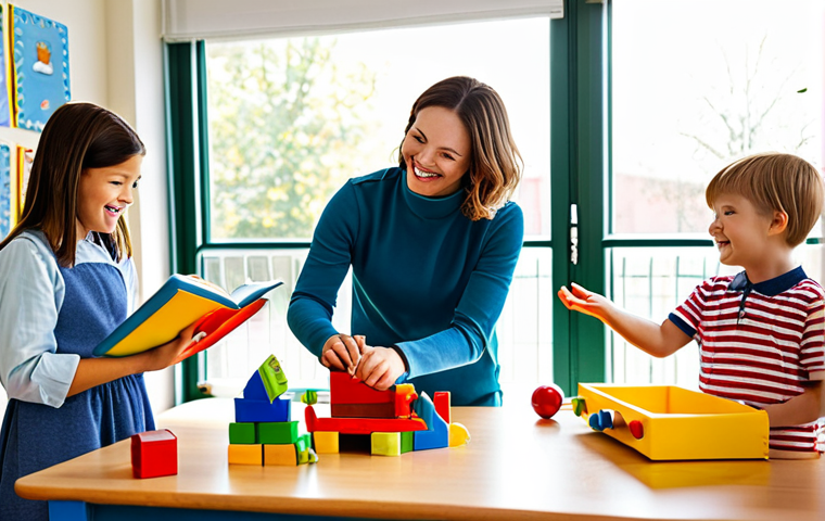 **

"A cheerful preschool classroom filled with colorful educational toys and materials. Children, fully clothed in appropriate attire, are happily playing with building blocks, picture books, and musical instruments. A professional, kind female teacher in modest clothing is guiding them. Sunlight streams through the windows. Safe for work, appropriate content, family-friendly, perfect anatomy, correct proportions, well-formed hands, natural pose, high quality."

**