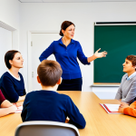 Active Listening**

"A team of fully clothed childcare teachers in a bright, modern staff room, participating in an active listening exercise. One teacher is speaking while the others listen attentively, showing empathetic expressions. Soft, natural lighting. Safe for work, appropriate content, family-friendly, professional setting, perfect anatomy, correct proportions."

**