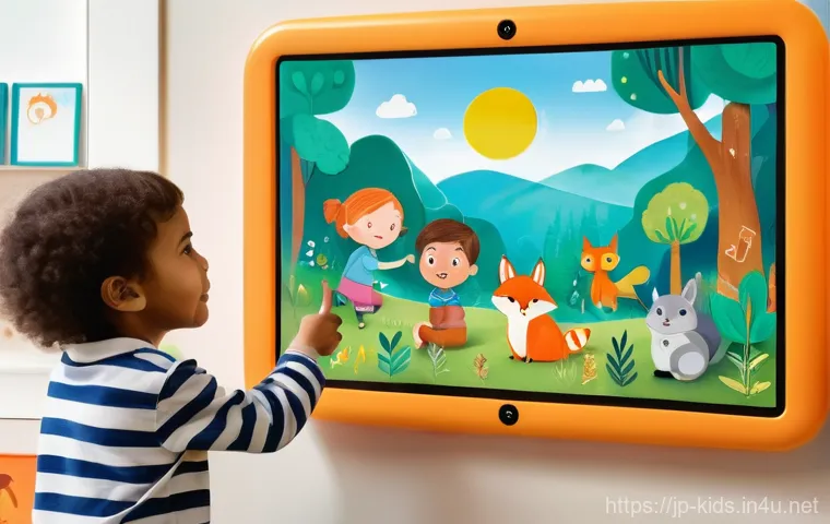 유아교육지도사 교육 자료 제작법 - **Prompt 1: Interactive Digital Picture Book Adventure**
    A bright, inviting classroom setting wi...