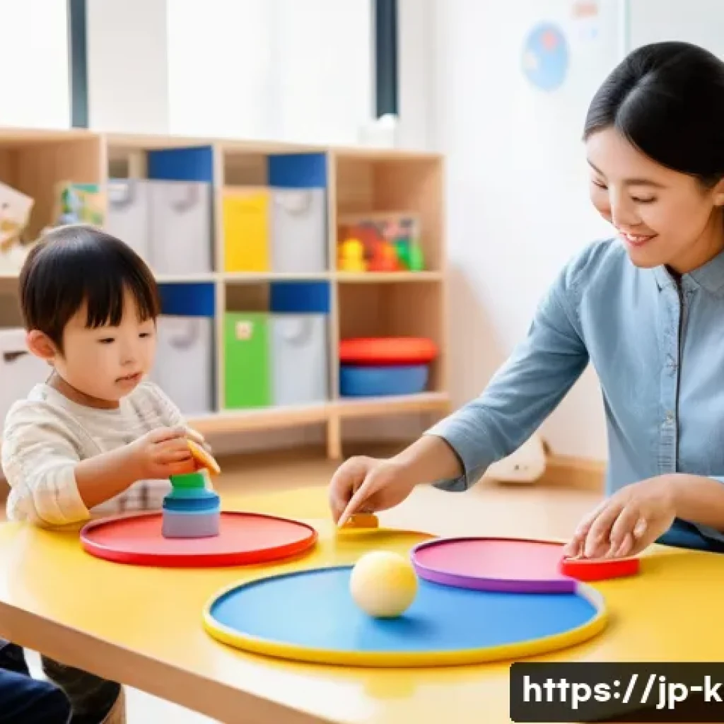 유아교육지도사와 보육교사의 차이점 - A warm, bright kindergarten classroom scene featuring a 유아교육지도사 (early childhood education instructo...