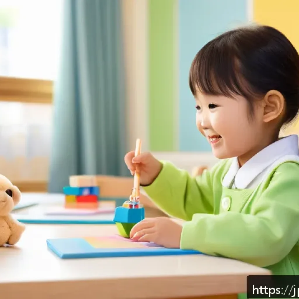 유아교육지도사로서 이직 후 첫 직무 적응법 - A bright and welcoming Japanese nursery classroom scene in the morning, featuring a cheerful young f...