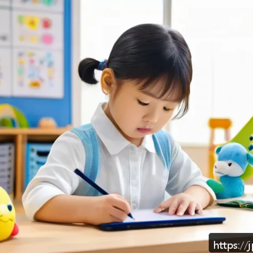 유아교육지도사 경력 관리 및 정리법 - A Japanese childcare professional writing detailed daily notes in a modern nursery setting, surround...