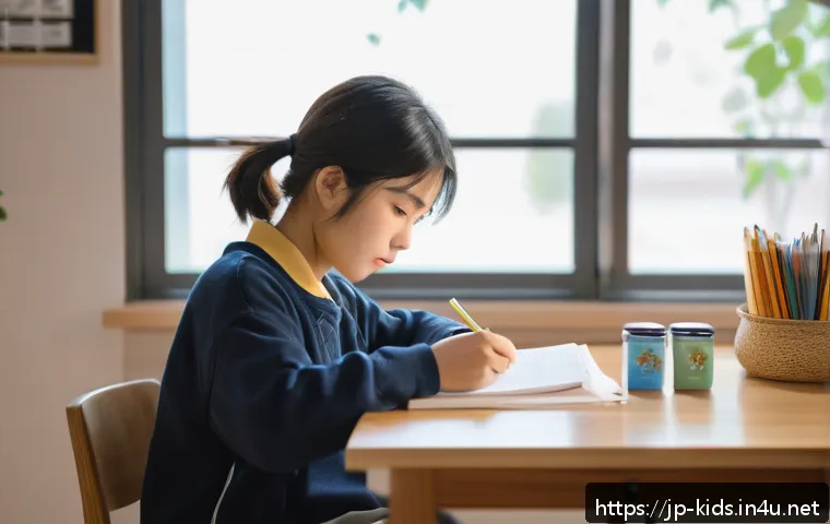 유아교육지도사 필기와 실기 준비의 비율 - A focused Japanese student studying for a childcare certification exam, sitting at a tidy desk with ...