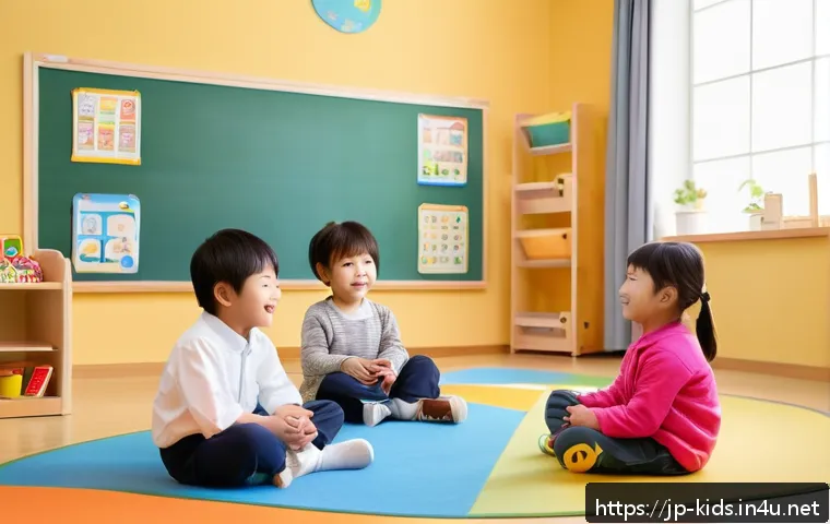 유아교육지도사 실무 중 발생할 수 있는 문제 분석 - A warm and welcoming preschool classroom scene showing a diverse group of young children playing tog...