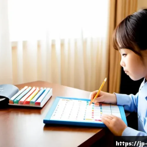 유아교육지도사 자격증 시험 일정 - Photorealistic Japanese early childhood education certification candidate sitting at a tidy home des...