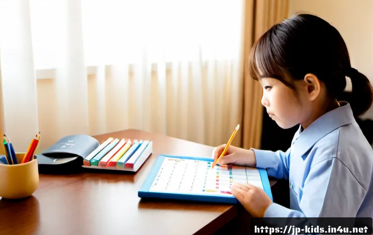 유아교육지도사 자격증 시험 일정 - Photorealistic Japanese early childhood education certification candidate sitting at a tidy home des...