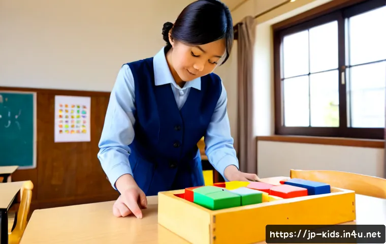 유아교육지도사 실기 시험 꿀팁 - Photorealistic Japanese early childhood education practical exam preparation scene, a calm female tr...